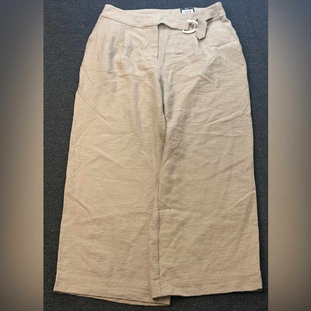 DKNY Women’s wide leg belted Tan Pants